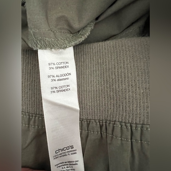 Chico’s Army Green Pull On Utility Pant - NWOT - Chico’s size 1 / Medium - Picture 6 of 6